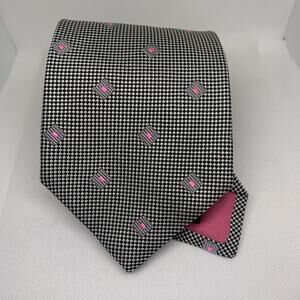 Seaward & Stearn Made in England Midnight Dotted Silk Tie Geometric Tie